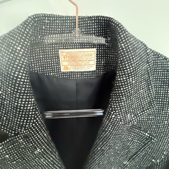 Vintage Pendleton Cropped Wool Blazer Jacket Size 6 Black White Textured - Picture 2 of 8